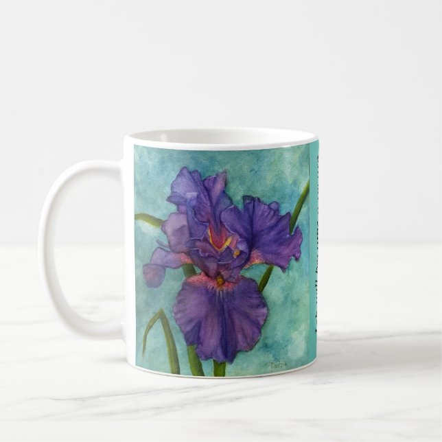 Mug Purple Iris Scriptural Encouragement JW (Gauche)