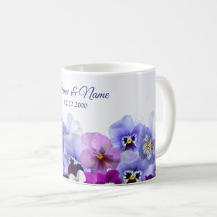 Mug Purple Lilac Pansy Floral Rustic Wedding Party