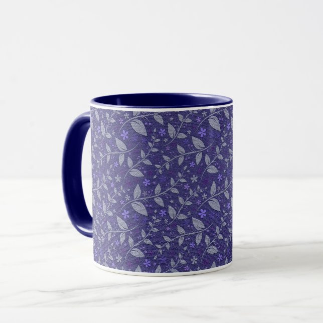 Mug Purple Moderne Élégant Populaire Floral (Devant gauche)