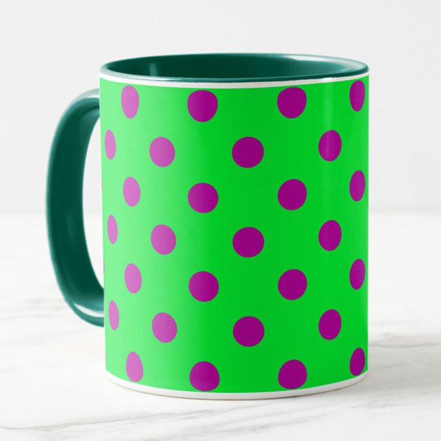 Mug Purple On Green Polka Dots Pattern Design  (Créateur téléchargé)