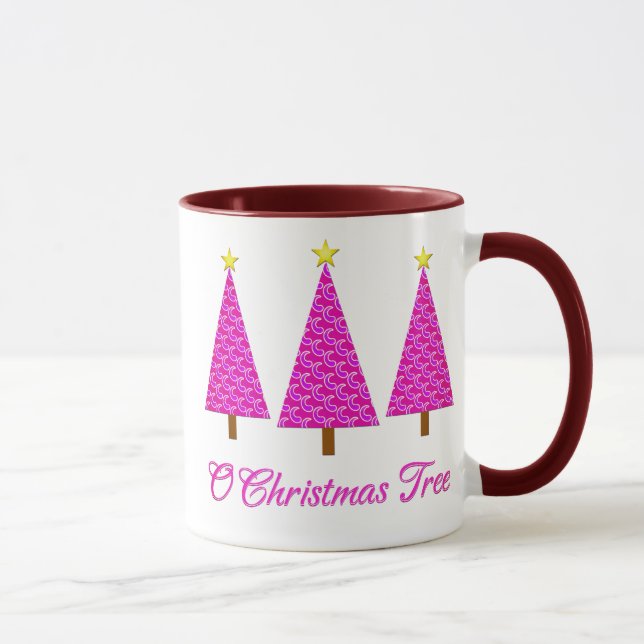 Mug Purple Paisley Arbres de Noël modernes rétro (Droite)