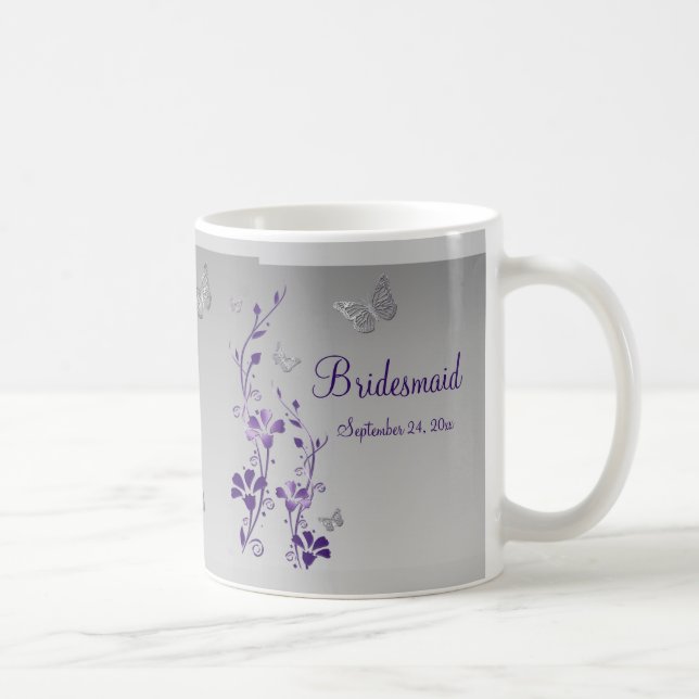 Mug Purple, Papillons Argent, Boue De Sirène Florale (Droite)