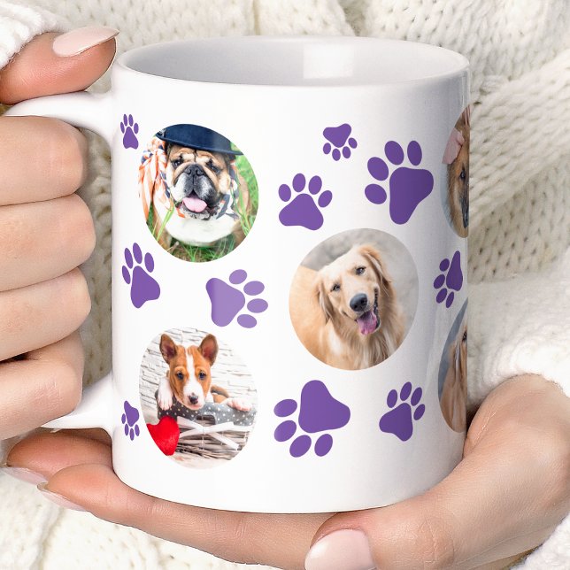Mug Purple Pawprint 8 Animal Chien Photo Collage (Créateur téléchargé)