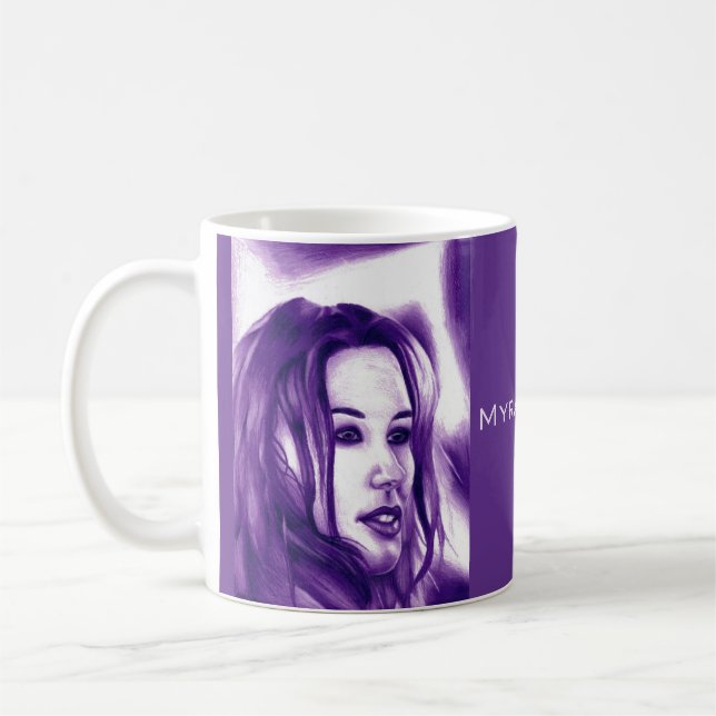 Mug Purple People Woman Portrait Monochrome Art (Gauche)