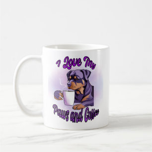 Mug Purple Rottweiler : I Love my Paws and Coffee