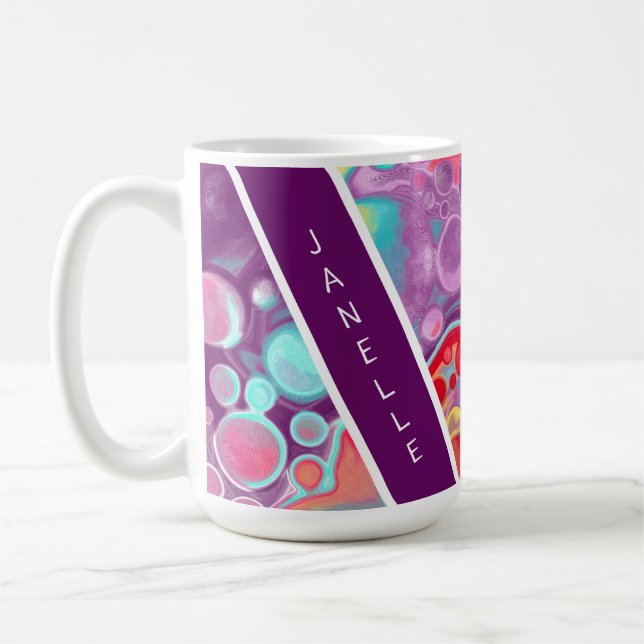 Mug Purple, Rouge, Jaune, Bleu Abstrait personnalisé (Gauche)