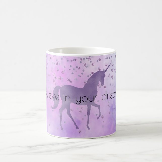 Mug Purple Stars Confetti Aquarelle Unicorne (Centre)