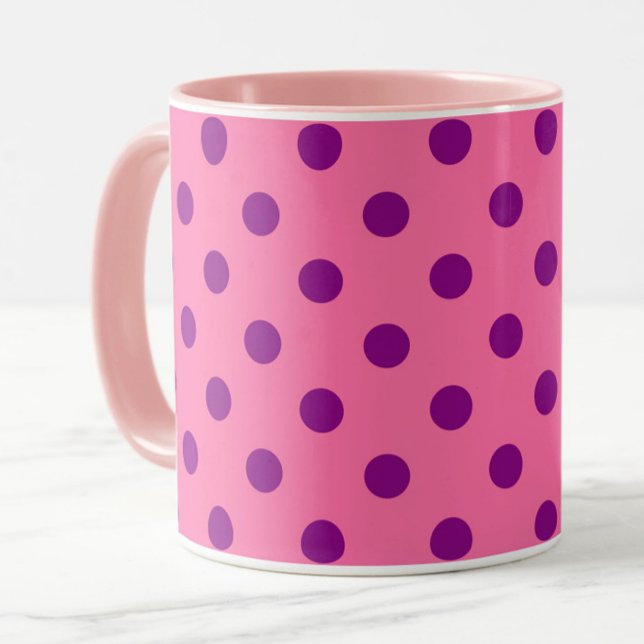 Mug Purple sur Pois rose Design Motif (Créateur téléchargé)