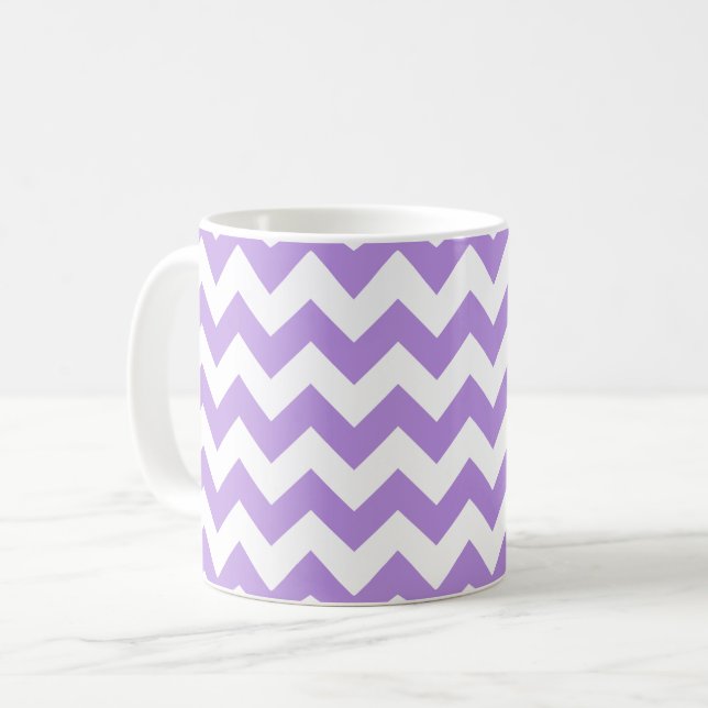 Mug Purple Zigzag, Purple Chevron, Motif géométrique (Devant gauche)
