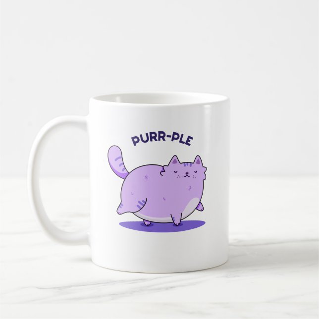 Mug Purr-ple Funny Fat Kitty Chat Pun (Gauche)