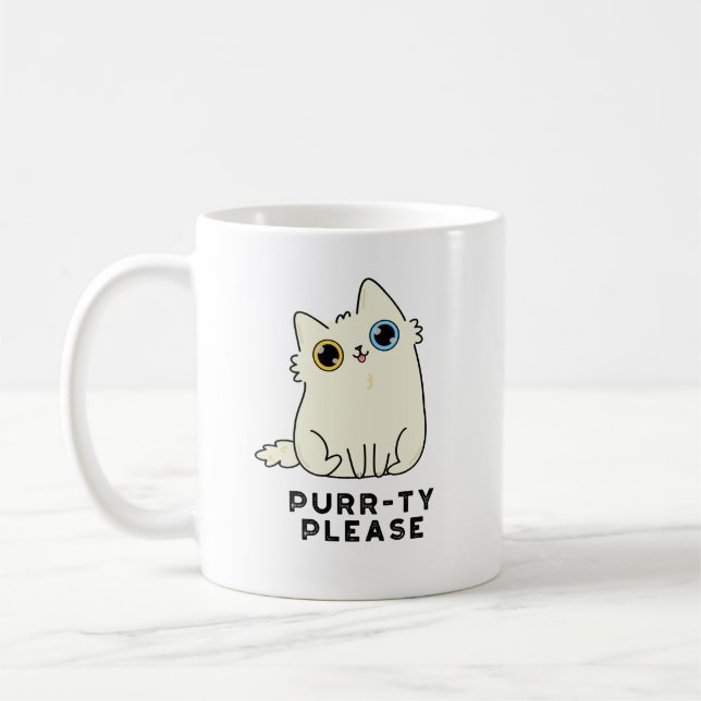 Mug Purr ty S'Il Vous Plaît Funny Kitty Chat Pun (Gauche)