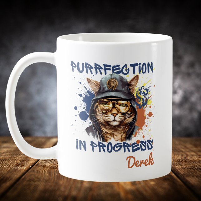 Mug Purrfection en cours Chat Hip Hop (Créateur téléchargé)