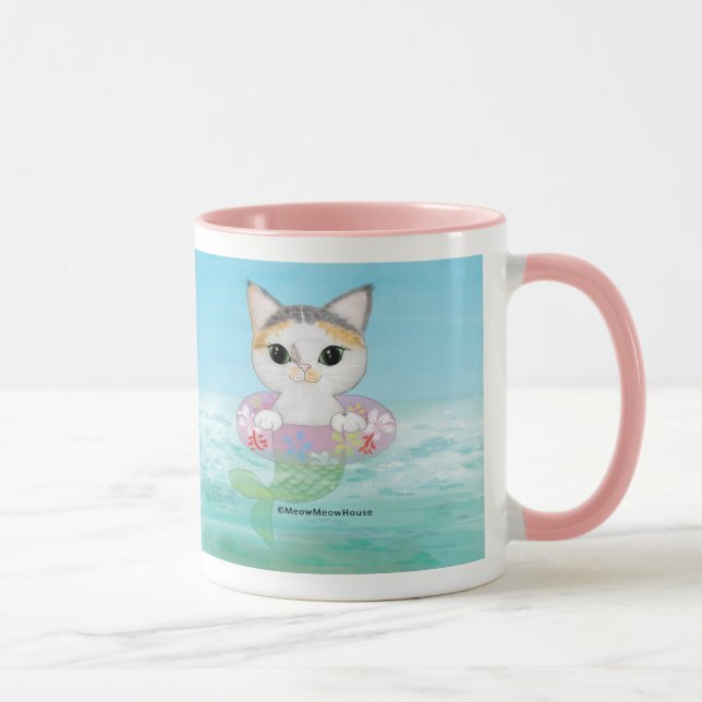 Mug Purrmaid mignon avec un anneau de natation (Droite)