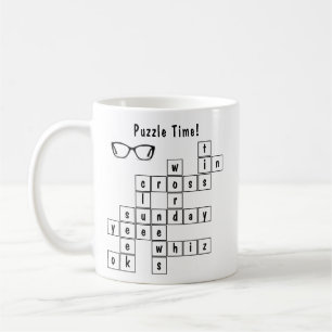 Mug Puzzle de mots croisés personnalisés noir et blanc