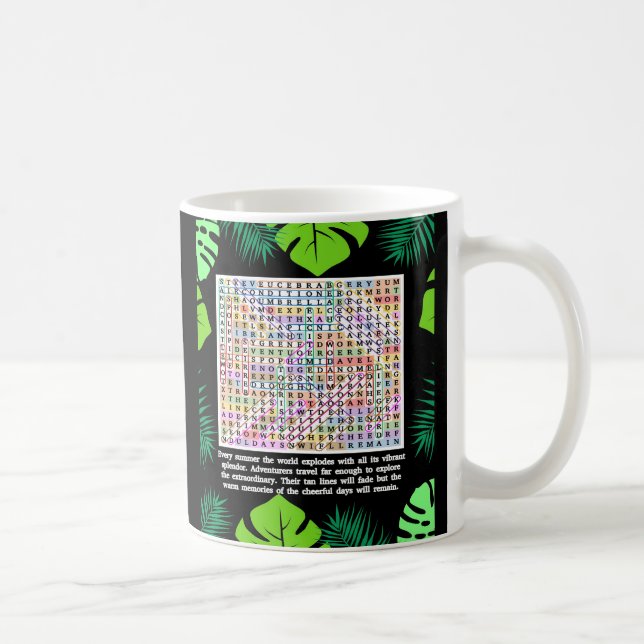 Mug Puzzle de recherche de mots d'été (Droite)
