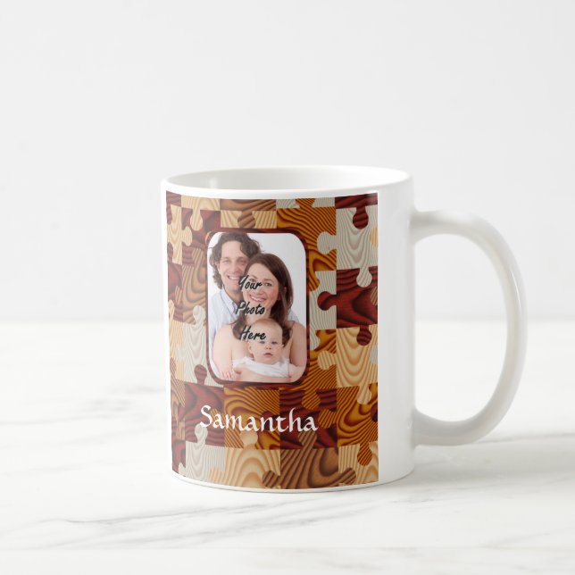 Mug Puzzle personnalisé en bois de faux (Droite)