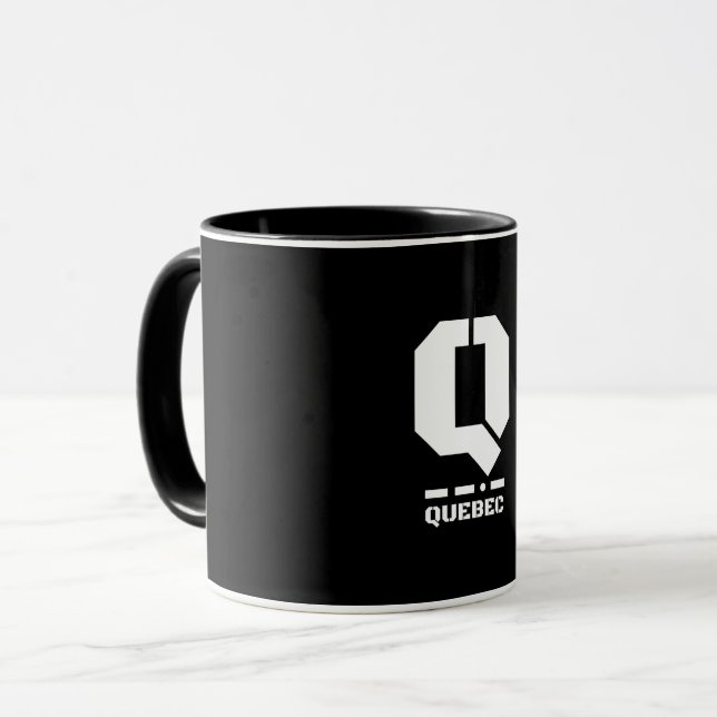 Mug Q(Québec) Code alphabétique et morse de l'OTAN (Devant gauche)