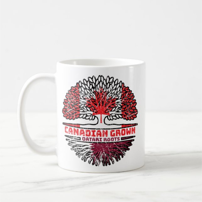 Mug Qatari Qatar Canadian Canada Tree Roots Flag (Gauche)