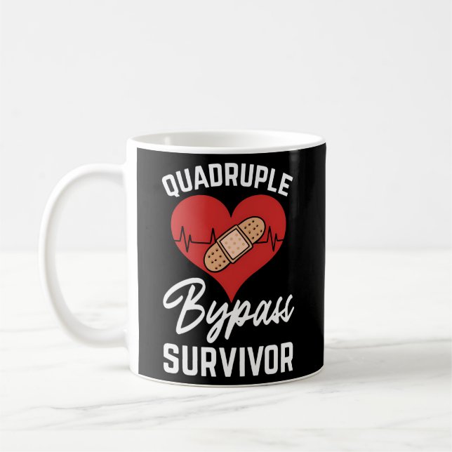 Mug Quadruple Bypass Survivante Coronaire Artère Coeur (Gauche)