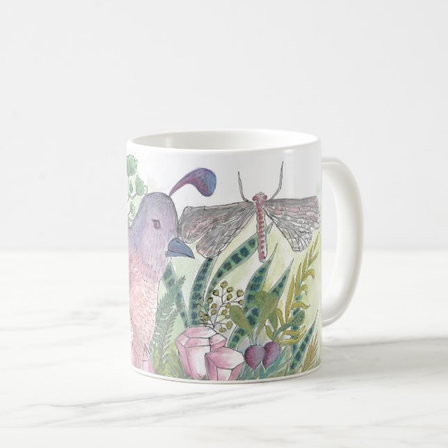 Mug Quail assis dans les cristaux (Devant droit)
