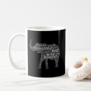 Mug Qualités d'un nuage de mots d'éléphant
