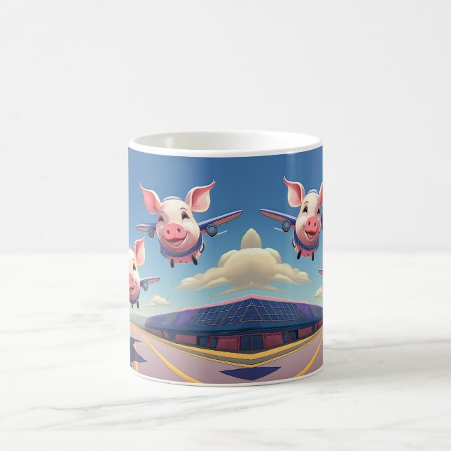 Mug Quand les cochons volent drôles de cochons d'avion (Centre)