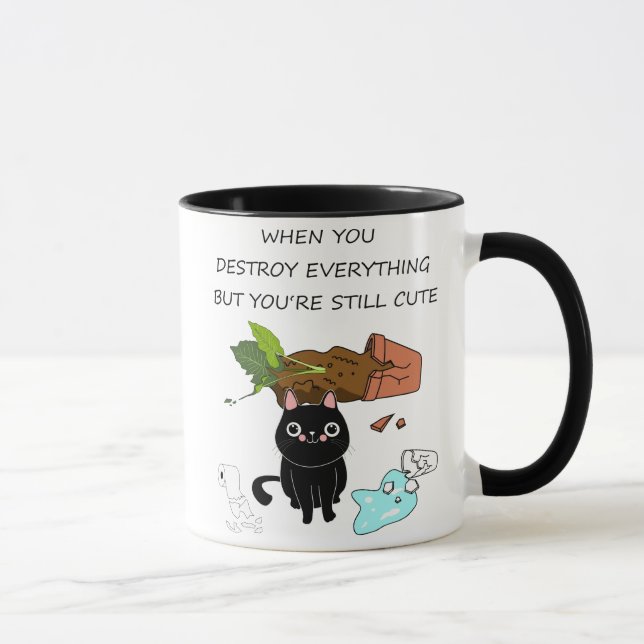 Mug Quand Vous Détruisez, Chat Noir Drôle, Chat Noir M (Droite)