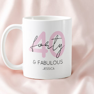 Mug Quarante ans rose et fabuleux, fête d'anniversaire