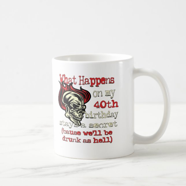 Mug quarantième Cadeaux d'anniversaire (Droite)