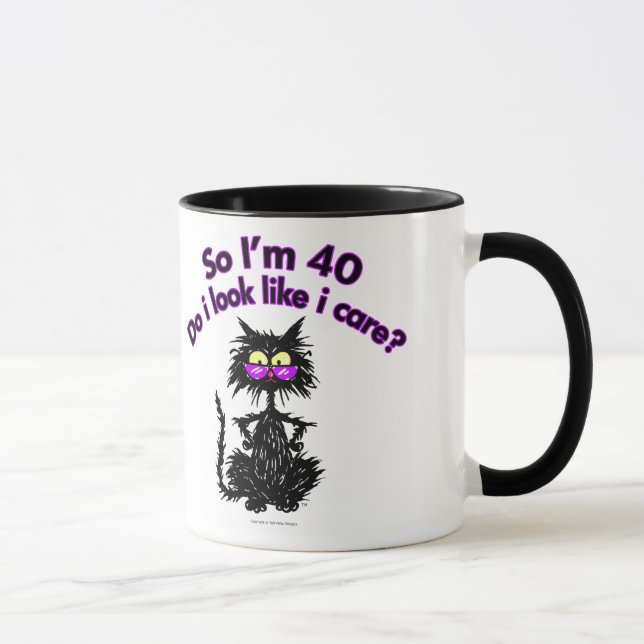 Mug quarantième Chat d'anniversaire (Droite)