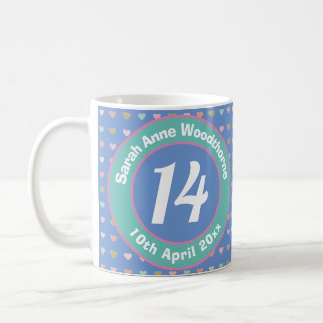 Mug quatorze Ans. Anniversaire. (Gauche)