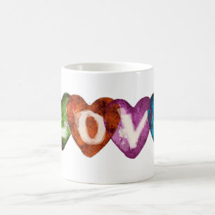 Mug Quatre Coeurs d'amour colorés Design