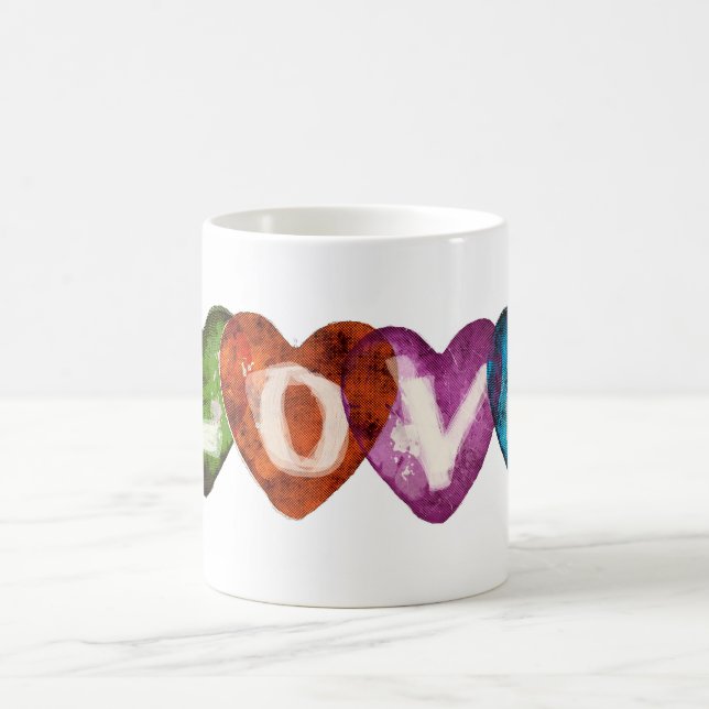 Mug Quatre Coeurs d'amour colorés Design (Centre)