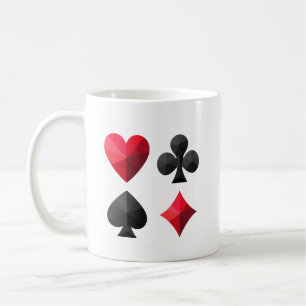 Mug Quatre combinaisons de cartes à jouer : coeurs, cl