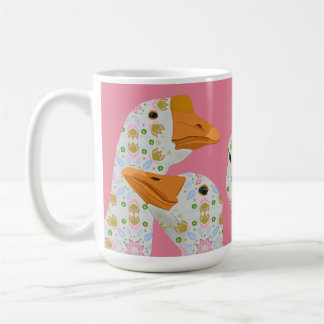 Mug Quatre jolis oies à motif floral rose