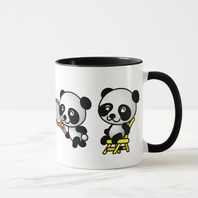 Mug QUATRE PANDAS - choisir style et couleur (Droite)
