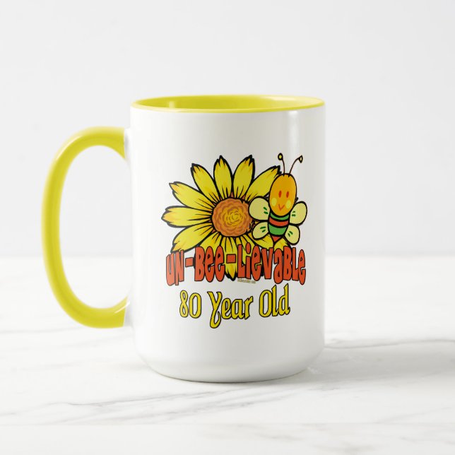 Mug quatre-vingtième anniversaire - incroyable à 80 (Gauche)