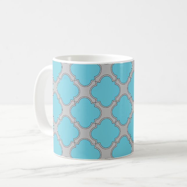 Mug Quatrefoil bleu et gris (Devant gauche)
