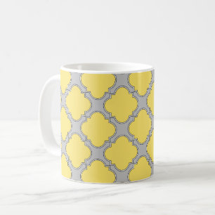 Mug Quatrefoil jaune et gris