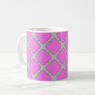 Mug Quatrefoil rose et gris