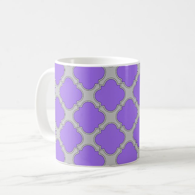 Mug Quatrefoil violet et gris (Devant gauche)