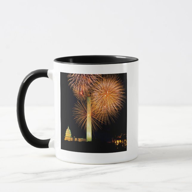 Mug Quatrième de juillet, affichage de feu d'artifice, (Gauche)