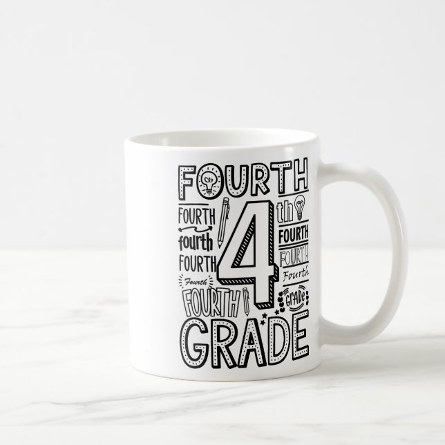 Mug Quatrième typographie de 4e année retour à l'école (Droite)