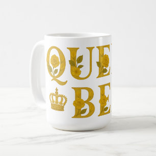 Mug Queen Bee Gold Royal Couronne Floral Honey Bee