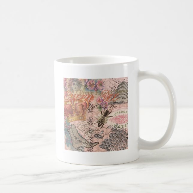 Mug Queen Bee Vintage magnifique collage (Droite)