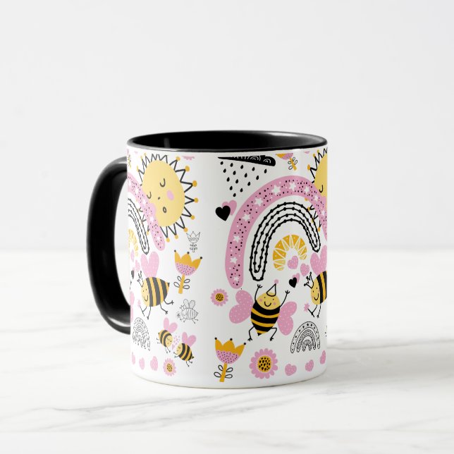Mug Queen BEES Cute BFF, Baby Girl, Girly Toxits Rose (Devant gauche)