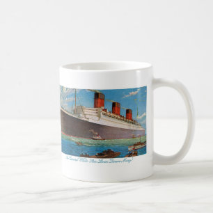 Mug Queen Mary de la ligne blanche d'étoile de Cunard