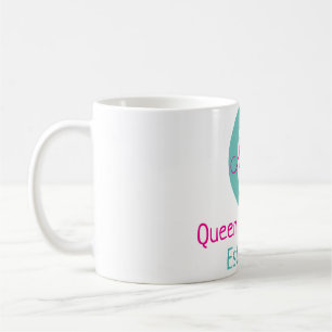 Mug Queen of cuisine monogramme vert rose simple minim