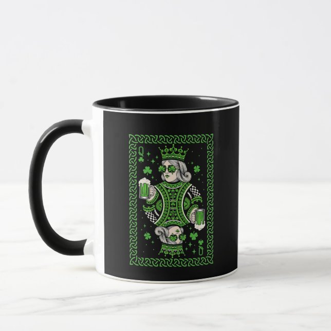 Mug Queen of Luck St. Patrick's Day Playing Card Beer (Gauche)