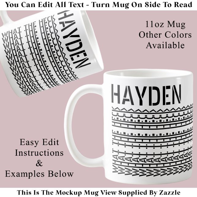 Mug Quel Bordel & Nom Message Caché 137BW Drôle (Créateur téléchargé)